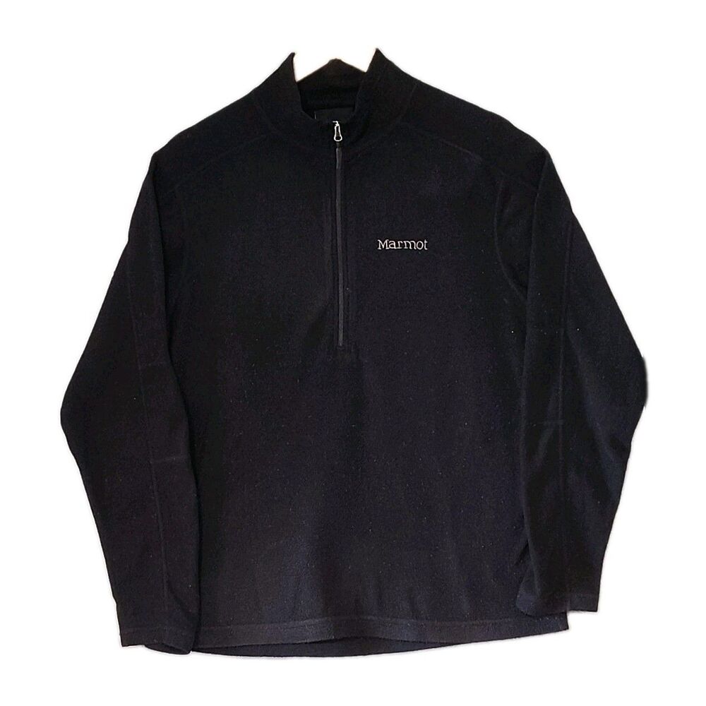 Marmot Mens Medium Black Polartec Fleece Pullover 1/4 Zip Lightweight Gorpcore